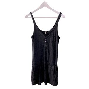 Aritzia TNA Babydoll Mini Dress Size XXS Spaghetti Straps Y2K Dark Grey
